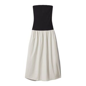 Elegant Black and White Strapless Dress